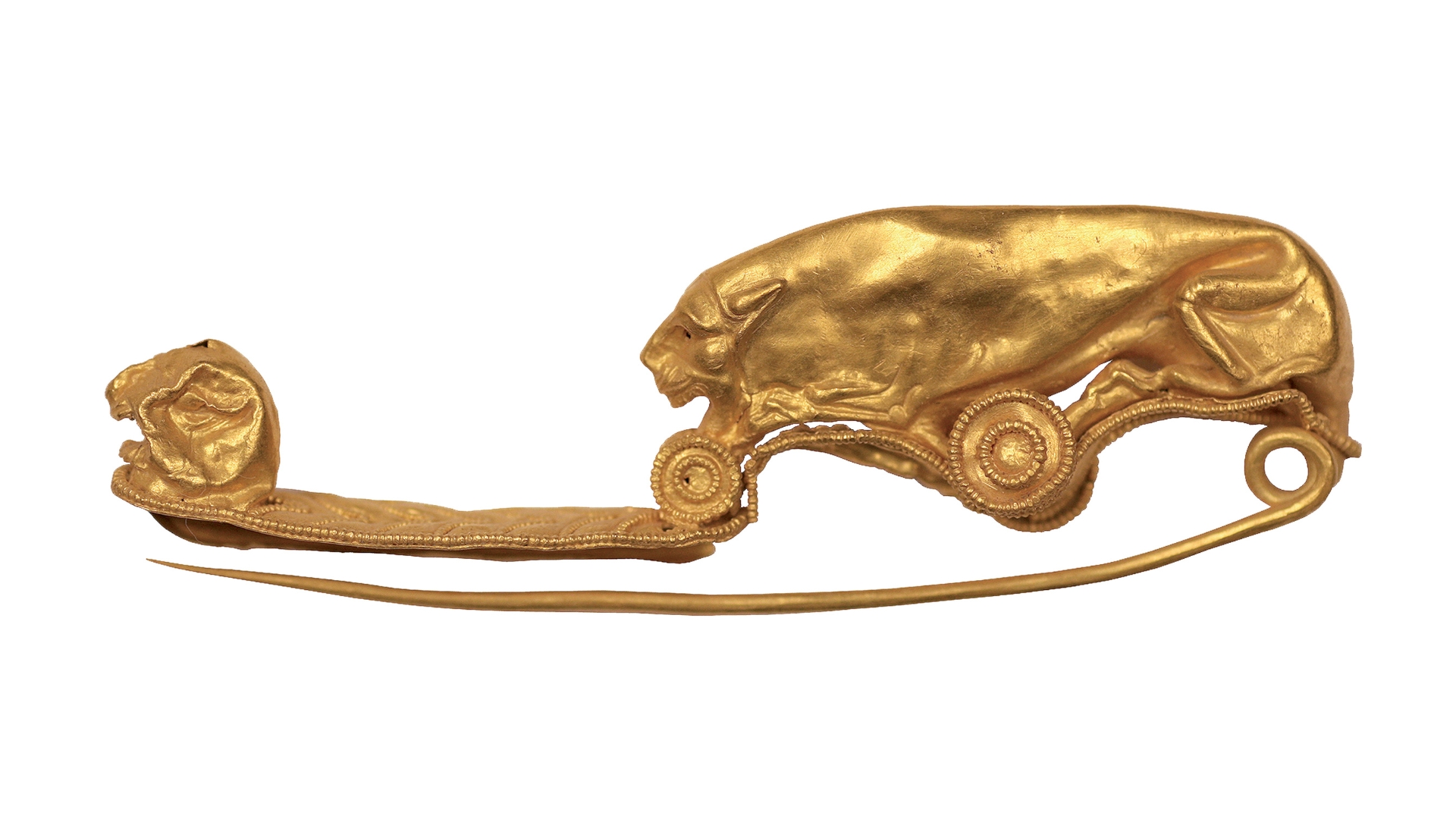 Particolare della Fibula in oro etrusca del VI secolo a.C. conservata al MAEC di Cortona