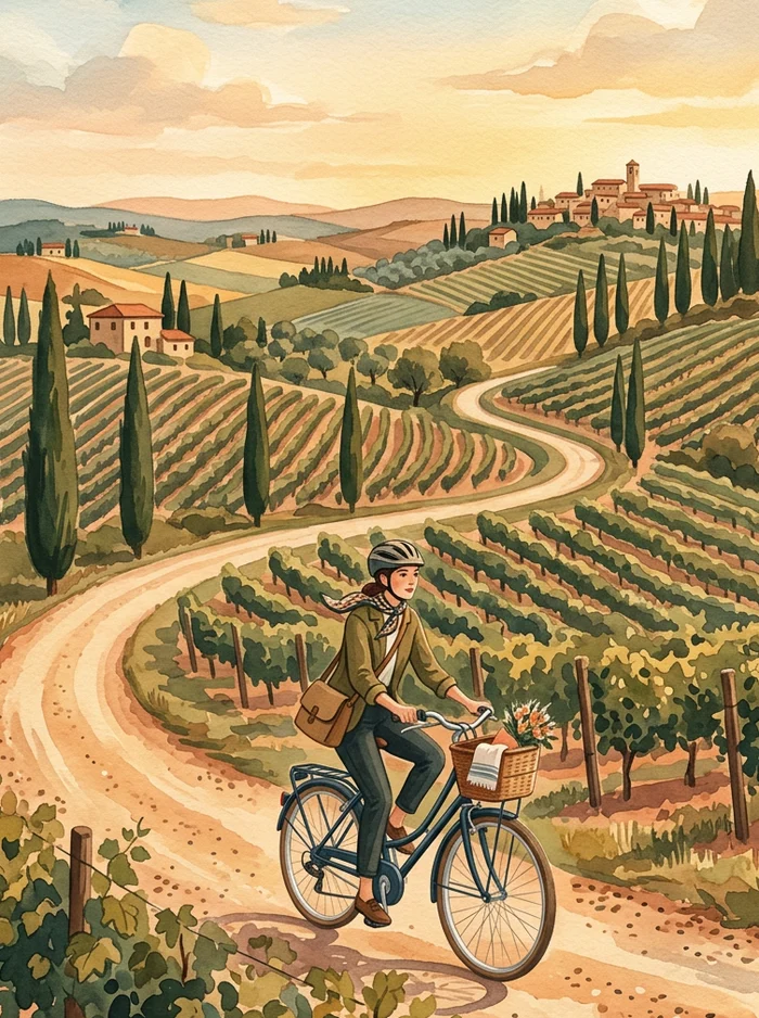 Thumbnail della verticale "In e-bike tra le colline" della guida di Cortona