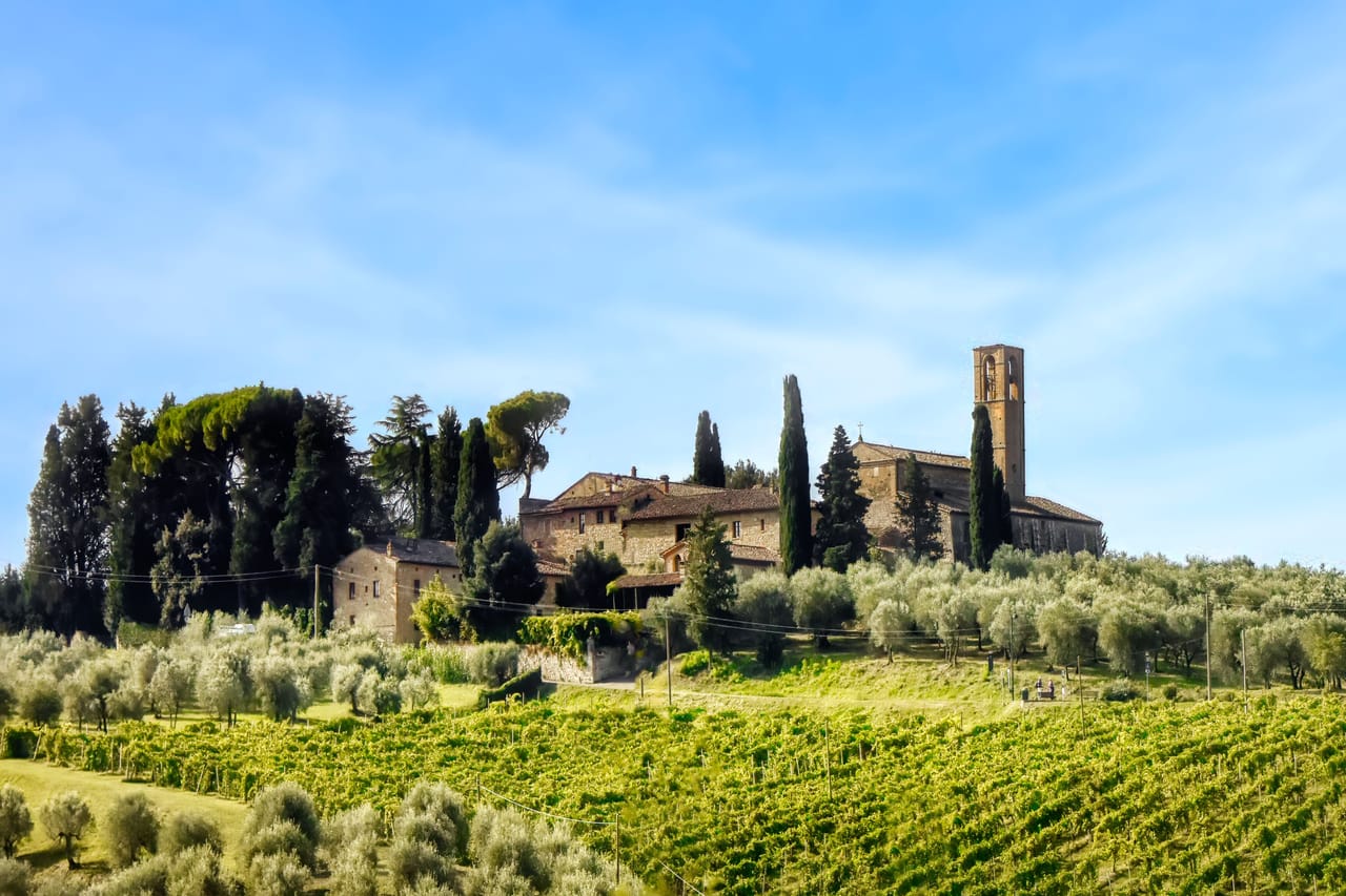 Borgo medievale di pietra su una collina circondato da uliveti, tappa delle gite nei dintorni di Cortona
